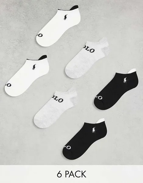 Polo Ralph Lauren – Комплект из 6 пар спортивных носков разных цветов с логотипом