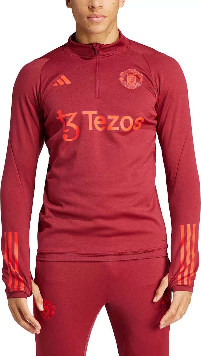 Adidas Manchester United 2023 Бордовая рубашка с молнией в четверть