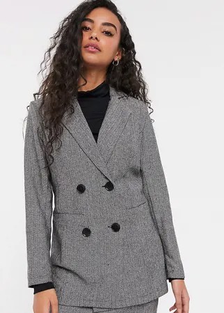 Серый длинный двубортный пиджак Parisian Petite