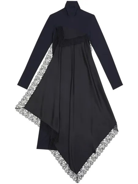 MM6 Maison Margiela платье миди Spliced с кружевом, черный