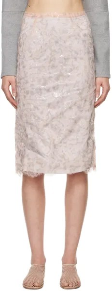 Розово-синяя ламинированная юбка-миди Christopher Esber