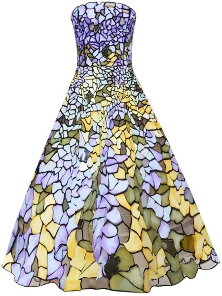 Oscar de la Renta платье Art Nouveau Stain Glass, фиолетовый