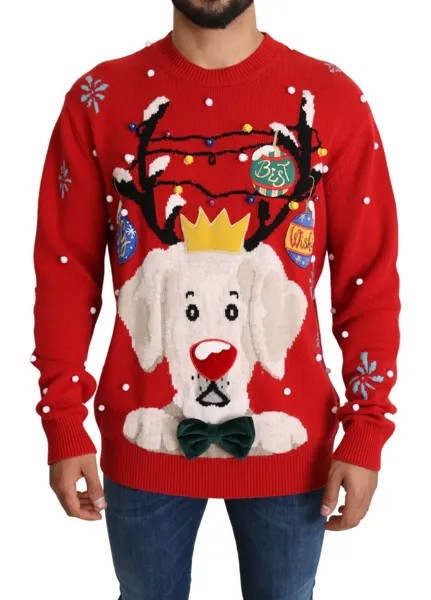 DOLCE - GABBANA Свитер Кашемировый красный Рождественский пуловер для собак IT44/ US34 / S $4000