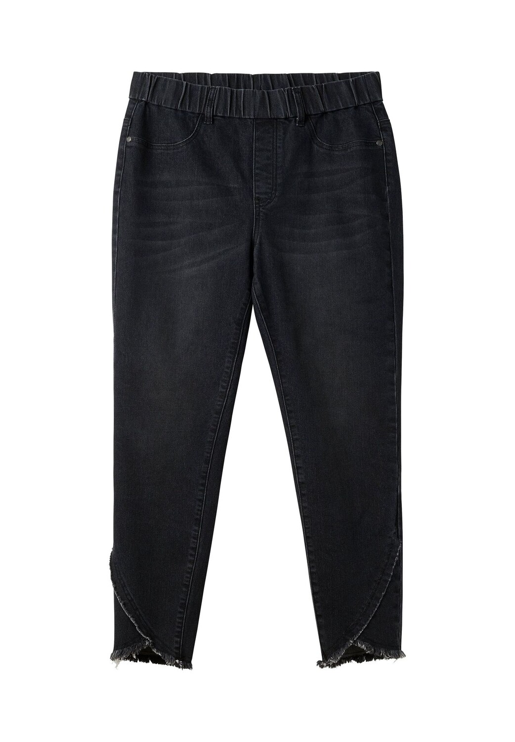 Джинсы с эластичным поясом и бахромой по низу sheego, цвет Black Denim