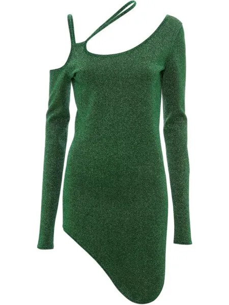 JW Anderson платье асимметричного кроя с вырезами и блестками, зеленый