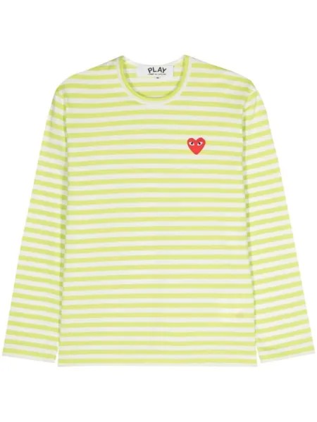Comme Des Garçons Play полосатая футболка с логотипом, зеленый