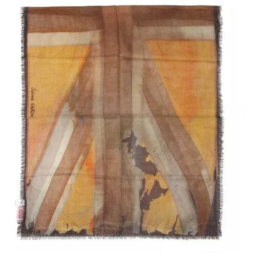 Палантин Vivienne Westwood, шерсть, вязаный, с бахромой, 180х65 см, коричневый