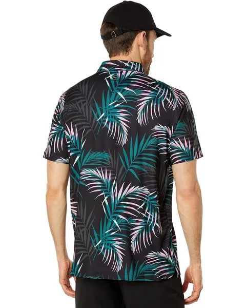 Поло Puma Cloudspun Palm Leaf Polo, цвет Puma Black/Green Lagoon