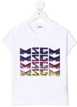 MSGM Kids футболка с пайетками