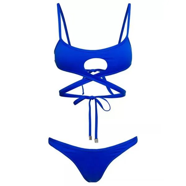 Купальник cut-out wraparound bikini set in technical fab The Attico, синий