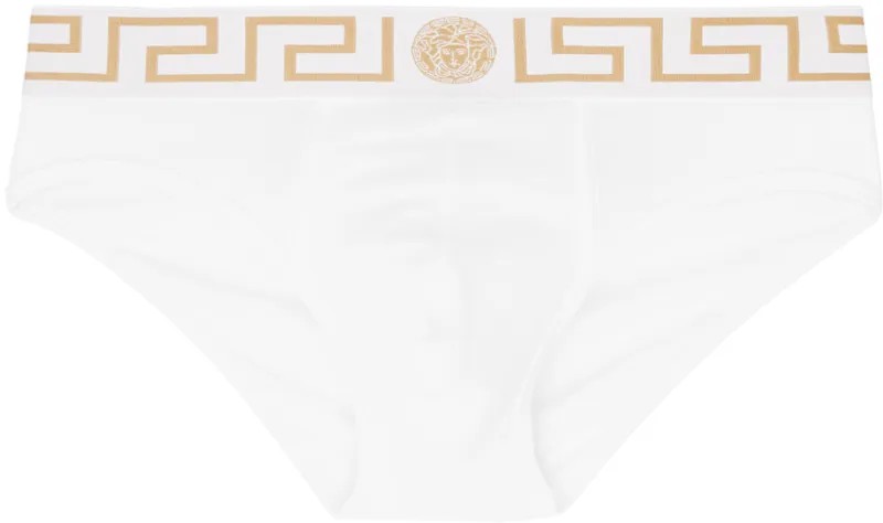 Белые трусы с каймой греческого цвета Versace Underwear, цвет White
