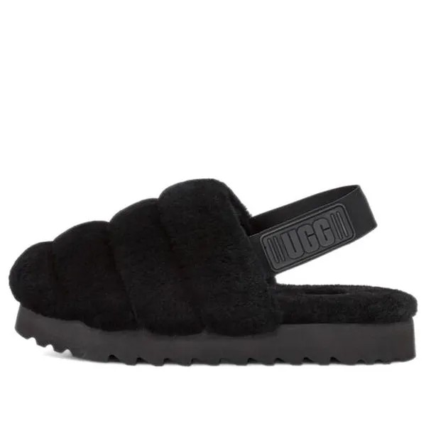 Модные сандалии, объемные силуэтные тапочки из пуха Ugg, черный