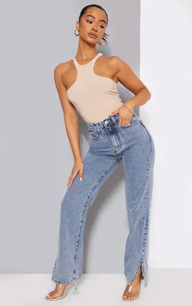 PrettyLittleThing Джинсы Petite Vintage с разрезом по низу