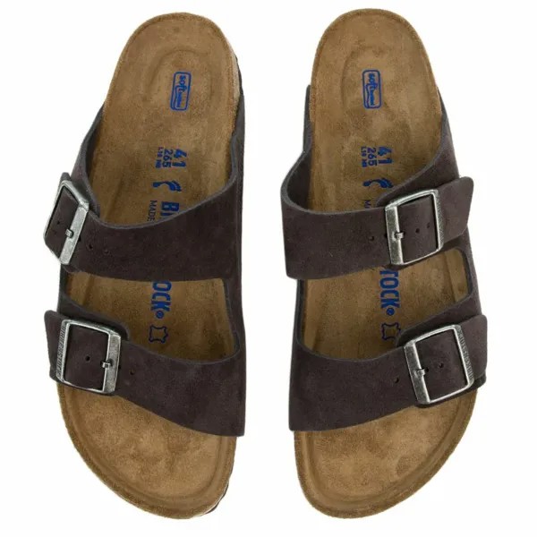 Женские серые замшевые регулируемые шлепанцы Birkenstock Arizona с мягкой стелькой, НОВИНКА