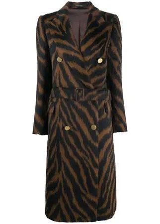 Tagliatore двубортное пальто с тигровым принтом