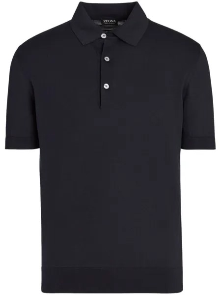 Zegna рубашка поло с отделкой в рубчик, синий
