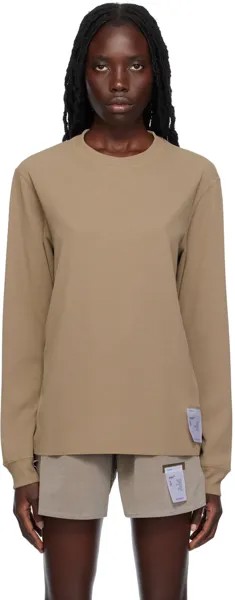 Эксклюзивная футболка цвета хаки с длинным рукавом Satisfy SSENSE