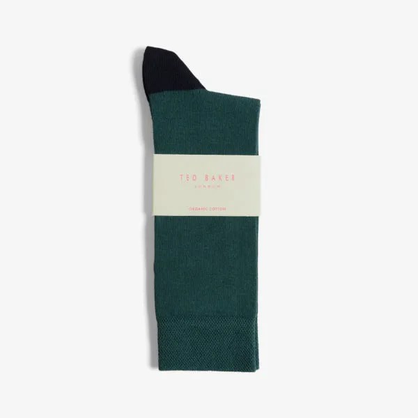 Классические эластичные носки из смесового органического хлопка с контрастными вставками Ted Baker, зеленый