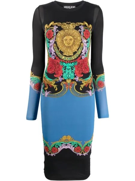 Versace Jeans Couture платье в стиле колор-блок с принтом Regalia Baroque, черный