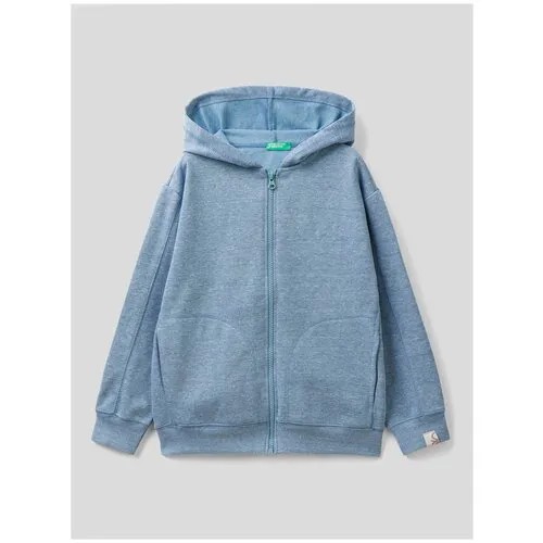Толстовка UNITED COLORS OF BENETTON, средней длины, капюшон, карманы, размер 150 (XL), синий