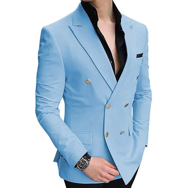 Двубортные костюмы мужская формальная Винтаж выпускного вечера Slim fit Куртки в стиле смокинга заостренными лацканами комплект из 2 частей дл...