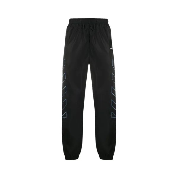 Нейлоновые спортивные штаны Off-White Diag, цвет: черный/голубой