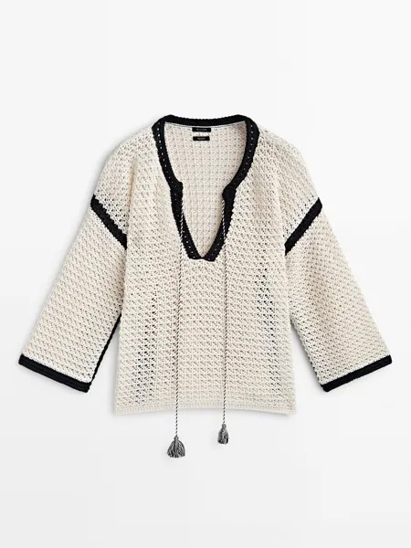 Пуловер женский Massimo Dutti 573766871 белый M (доставка из-за рубежа)