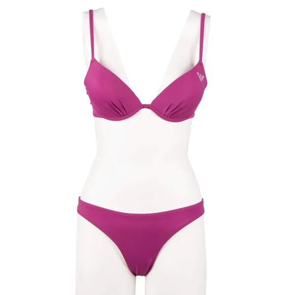 EMPORIO ARMANI Swimwear Трусики бикини с треугольными чашечками пуш-ап и логотипом Розовый 11399