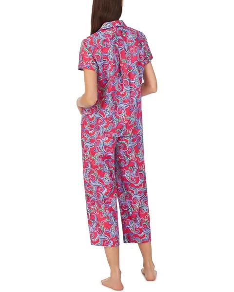 Пижамный комплект LAUREN Ralph Lauren Short Sleeve Notch Collar Capris PJ Set, цвет Berry Paisley