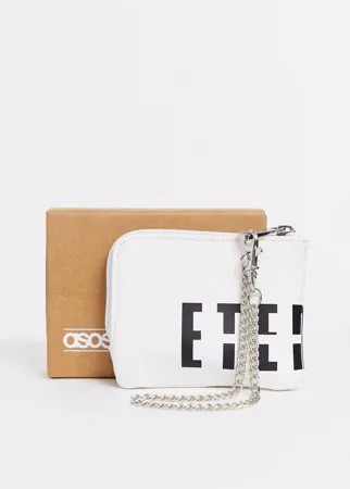 Белый кошелек на молнии с надписью ASOS DESIGN