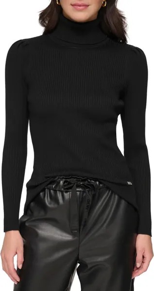 Свитер Solid Ribbed Turtleneck DKNY, черный