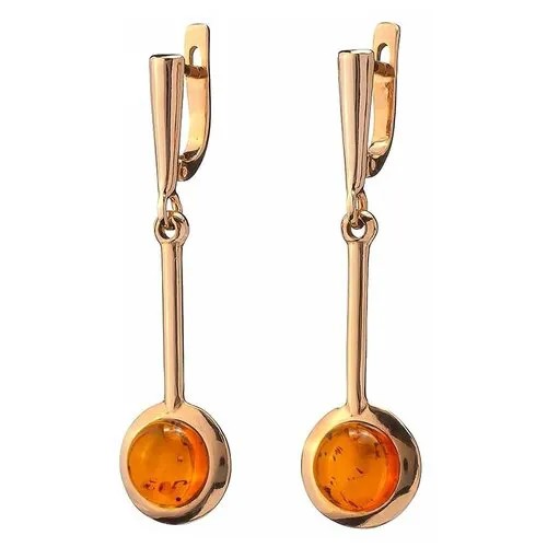 Серьги Amberprofi, серебро, 925 проба, золочение, янтарь