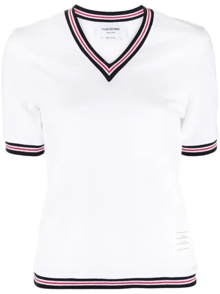 Thom Browne футболка Cricket с V-образным вырезом, белый