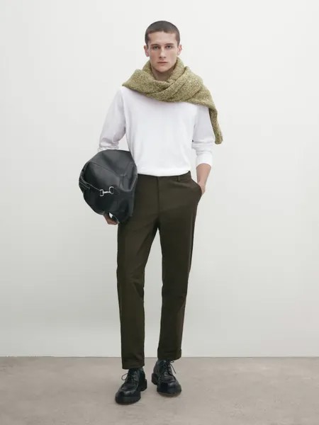 Футболка из 100% хлопка с длинными рукавами Massimo Dutti, белый