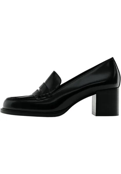 Классические туфли на каблуке Massimo Dutti ЛОФЕРЫ, цвет black