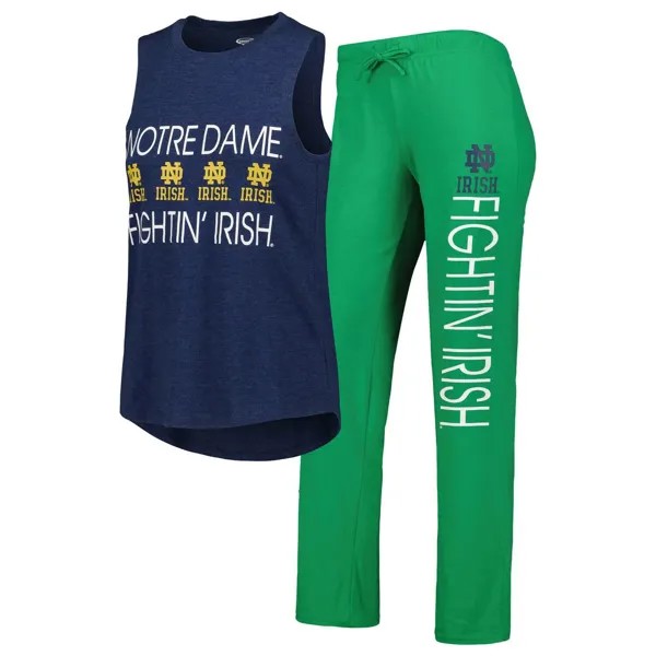 Женская спортивная майка и брюки для сна, зеленый/темно-синий вереск Notre Dame Fighting Irish