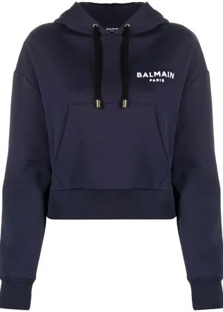 Balmain укороченное худи с логотипом