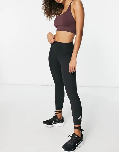 Черные леггинсы со шнуровкой HIIT-Черный цвет