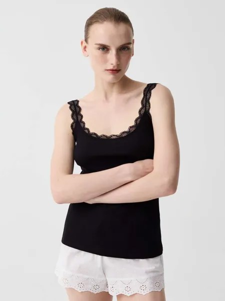 Жилет из органического хлопка с кружевом Ovs, цвет black