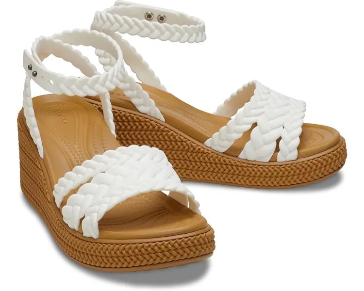 Сандалии Crocs Brooklyn Ankle Strap Wedge Platform, цвет Chalk