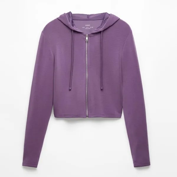 Толстовка Oysho Snug Modal Crop Hooded, фиолетовый