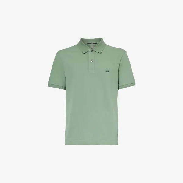 Рубашка-поло из эластичного хлопка с короткими рукавами и вышитым логотипом Cp Company, зеленый
