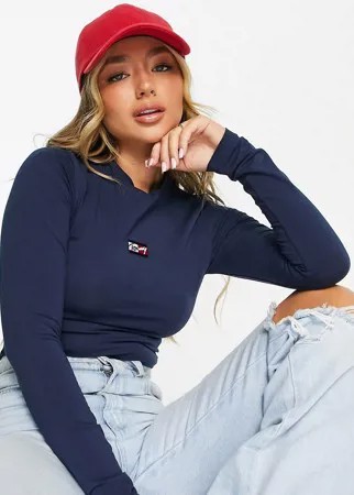 Боди темно-синего цвета с длинными рукавами и логотипом Tommy Jeans-Темно-синий