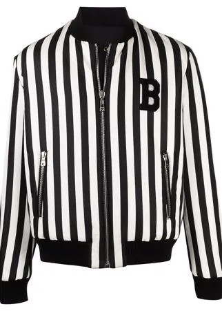 Balmain двусторонняя куртка-бомбер в полоску