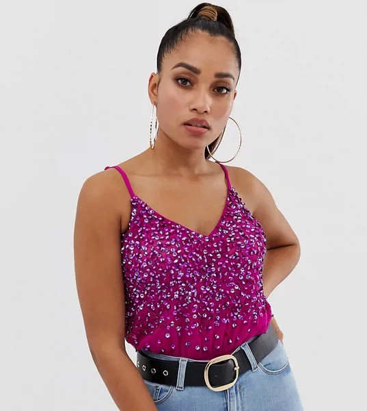 Боди с пайетками ASOS DESIGN Petite-Розовый