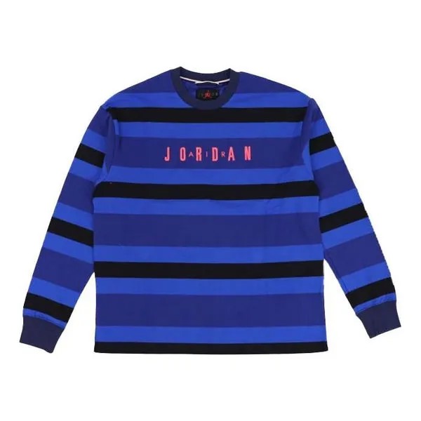 Футболка Air Jordan Sport Dna Casual Stripe Pullover Sports Long Sleeves Blue, синий