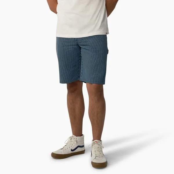 Шорты Dickies Hickory в полоску Carpenter, 11 дюймов, цвет Azure/Black Hickory Stripe (Ash)