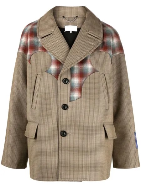 Клетчатый бушлат оверсайз D?cortiqu? из коллаборации с Pendleton Maison Margiela, бежевый
