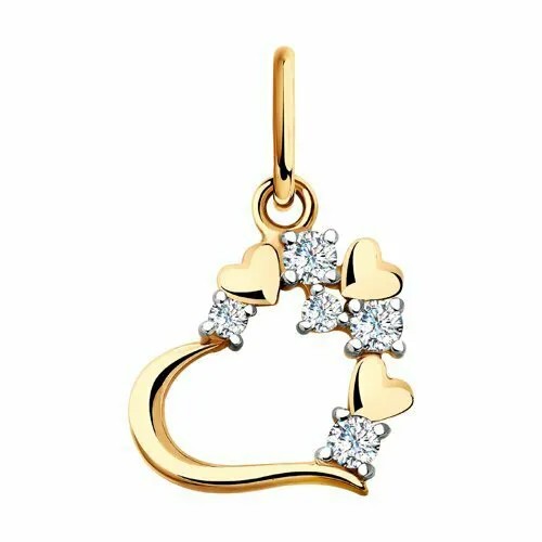 Подвеска GOLD CENTER, красное золото, 585 проба, фианит