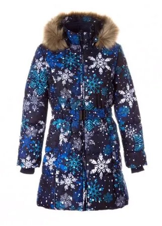 Пальто YACARANDA 12030030-14386 Huppa, Размер 158, Цвет 14386-темно-синий со снежинками